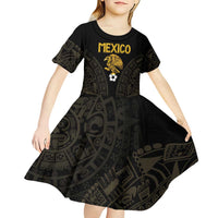 Mexico Football Custom Kid Short Sleeve Dress Viva Mexicana Aztec Inspired