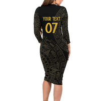 Mexico Football Custom Long Sleeve Bodycon Dress Viva Mexicana Aztec Inspired