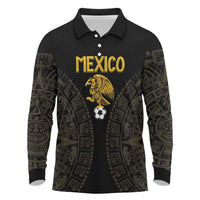 Mexico Football Custom Long Sleeve Polo Shirt Viva Mexicana Aztec Inspired