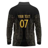Mexico Football Custom Long Sleeve Polo Shirt Viva Mexicana Aztec Inspired