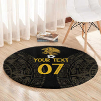 Mexico Football Custom Round Carpet Viva Mexicana Aztec Inspired