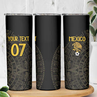 Mexico Football Custom Skinny Tumbler Viva Mexicana Aztec Inspired