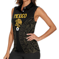 Mexico Football Custom Women Sleeveless Polo Shirt Viva Mexicana Aztec Inspired