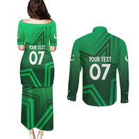 Pakistan Cricket World Cup 2024 Couples Matching Puletasi and Long Sleeve Button Shirt Star Jersey Inspired LT7 - Wonder Print Shop