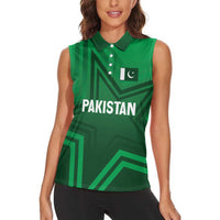 Pakistan Cricket World Cup 2024 Women Sleeveless Polo Shirt Star Jersey Inspired - Wonder Print Shop