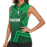 Pakistan Cricket World Cup 2024 Women Sleeveless Polo Shirt Star Jersey Inspired - Wonder Print Shop