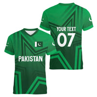 Pakistan Cricket World Cup 2024 Women V-Neck T-Shirt Star Jersey Inspired - Wonder Print Shop