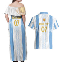 Argentina Football Custom Couples Matching Off Shoulder Maxi Dress and Hawaiian Shirt 2024 Albiceleste Grunge LT7 - Wonder Print Shop