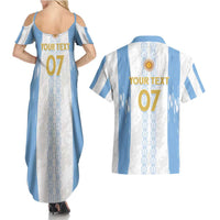 Argentina Football Custom Couples Matching Summer Maxi Dress and Hawaiian Shirt 2024 Albiceleste Grunge LT7 - Wonder Print Shop