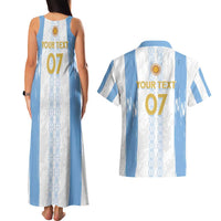Argentina Football Custom Couples Matching Tank Maxi Dress and Hawaiian Shirt 2024 Albiceleste Grunge LT7 - Wonder Print Shop