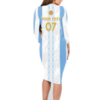 Argentina Football Custom Family Matching Long Sleeve Bodycon Dress and Hawaiian Shirt 2024 Albiceleste Grunge LT7 - Wonder Print Shop