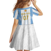 Argentina Football Custom Family Matching Off Shoulder Short Dress and Hawaiian Shirt 2024 Albiceleste Grunge LT7 - Wonder Print Shop