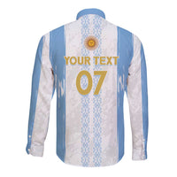 Argentina Football Custom Long Sleeve Button Shirt 2024 Albiceleste Grunge - Wonder Print Shop