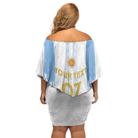 Argentina Football Custom Off Shoulder Short Dress 2024 Albiceleste Grunge - Wonder Print Shop