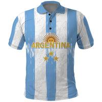 Argentina Football Custom Polo Shirt 2024 Albiceleste Grunge - Wonder Print Shop