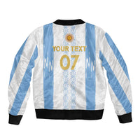 Argentina Football Custom Sleeve Zip Bomber Jacket 2024 Albiceleste Grunge - Wonder Print Shop