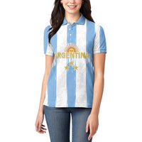 Argentina Football Custom Women Polo Shirt 2024 Albiceleste Grunge - Wonder Print Shop
