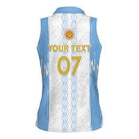 Argentina Football Custom Women Sleeveless Polo Shirt 2024 Albiceleste Grunge - Wonder Print Shop