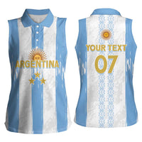 Argentina Football Custom Women Sleeveless Polo Shirt 2024 Albiceleste Grunge - Wonder Print Shop