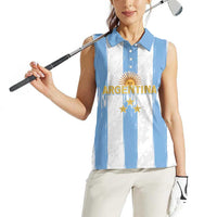Argentina Football Custom Women Sleeveless Polo Shirt 2024 Albiceleste Grunge - Wonder Print Shop