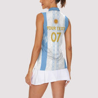 Argentina Football Custom Women Sleeveless Polo Shirt 2024 Albiceleste Grunge - Wonder Print Shop