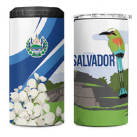 El Salvador Tazumal 4 in 1 Can Cooler Tumbler Flor de Izote with Torogoz Bird - Wonder Print Shop
