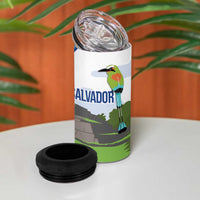 El Salvador Tazumal 4 in 1 Can Cooler Tumbler Flor de Izote with Torogoz Bird - Wonder Print Shop