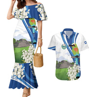 El Salvador Tazumal Couples Matching Mermaid Dress and Hawaiian Shirt Flor de Izote with Torogoz Bird - Wonder Print Shop