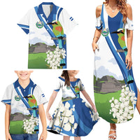 El Salvador Tazumal Family Matching Summer Maxi Dress and Hawaiian Shirt Flor de Izote with Torogoz Bird - Wonder Print Shop