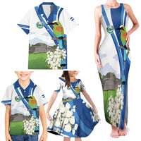 El Salvador Tazumal Family Matching Tank Maxi Dress and Hawaiian Shirt Flor de Izote with Torogoz Bird - Wonder Print Shop