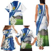 El Salvador Tazumal Family Matching Tank Maxi Dress and Hawaiian Shirt Flor de Izote with Torogoz Bird - Wonder Print Shop