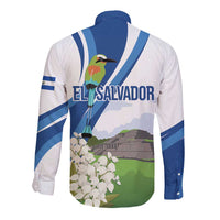 El Salvador Tazumal Long Sleeve Button Shirt Flor de Izote with Torogoz Bird - Wonder Print Shop