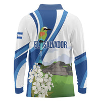 El Salvador Tazumal Long Sleeve Polo Shirt Flor de Izote with Torogoz Bird - Wonder Print Shop