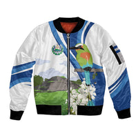 El Salvador Tazumal Sleeve Zip Bomber Jacket Flor de Izote with Torogoz Bird - Wonder Print Shop
