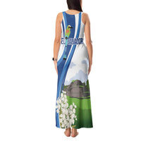 El Salvador Tazumal Tank Maxi Dress Flor de Izote with Torogoz Bird - Wonder Print Shop