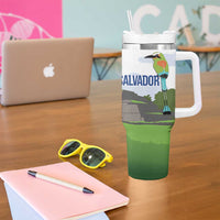 El Salvador Tazumal Tumbler With Handle Flor de Izote with Torogoz Bird - Wonder Print Shop