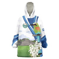 El Salvador Tazumal Wearable Blanket Hoodie Flor de Izote with Torogoz Bird - Wonder Print Shop