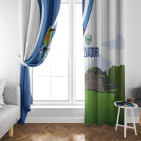 El Salvador Tazumal Window Curtain Flor de Izote with Torogoz Bird - Wonder Print Shop
