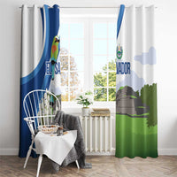 El Salvador Tazumal Window Curtain Flor de Izote with Torogoz Bird - Wonder Print Shop