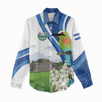 El Salvador Tazumal Women Casual Shirt Flor de Izote with Torogoz Bird - Wonder Print Shop