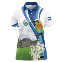 El Salvador Tazumal Women Polo Shirt Flor de Izote with Torogoz Bird - Wonder Print Shop