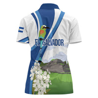 El Salvador Tazumal Women Polo Shirt Flor de Izote with Torogoz Bird - Wonder Print Shop
