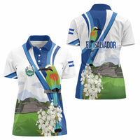 El Salvador Tazumal Women Polo Shirt Flor de Izote with Torogoz Bird - Wonder Print Shop