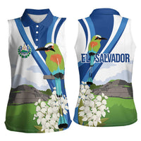 El Salvador Tazumal Women Sleeveless Polo Shirt Flor de Izote with Torogoz Bird - Wonder Print Shop