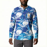 Cabo Verde WC2026 Prematch Guernsey Inspired Custom Button Sweatshirt Tubaroes Azuis Making History