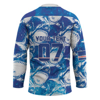 Cabo Verde WC2026 Prematch Guernsey Inspired Custom Hockey Jersey Tubaroes Azuis Making History