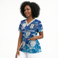 Cabo Verde WC2026 Prematch Guernsey Inspired Custom Scrub Top Tubaroes Azuis Making History