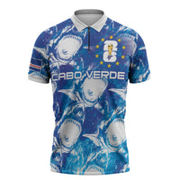Cabo Verde WC2026 Prematch Guernsey Inspired Custom Zipper Polo Shirt Tubaroes Azuis Making History