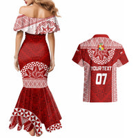 Personalised Tonga Rugby Couples Matching Mermaid Dress And Hawaiian Shirt Mate Ma'a Tonga Champions LT7 - Wonder Print Shop