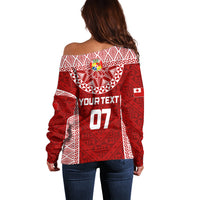 Personalised Tonga Rugby Off Shoulder Sweater Mate Ma'a Tonga Champions - Wonder Print Shop